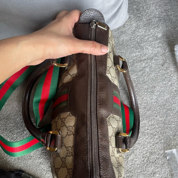 Authentic Gucci vintage web sherry line satchel bag 002.68.0069 (F301) - Picture 6 of 16